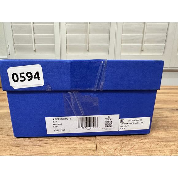 Stuart Weitzman Nudist II 75 Sandal Black Patent Leather Size 8.5 NIB Elegant - Picture 12 of 13